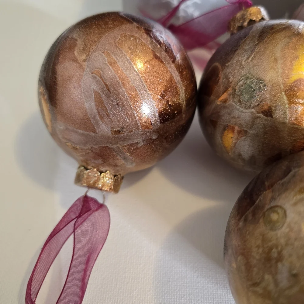 9 HANDCRAFTED Glass Ornaments HANDPAINTED Holiday Decorations Christmas Decor